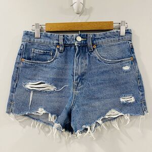 BLANK NYC 27 The Barrow Vintage High-Rise Denim Cut-Off Jean Shorts Distressed